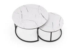 JAVA zestaw 2 ław, biały marmur / czarny (1p=1szt)1 sztuka