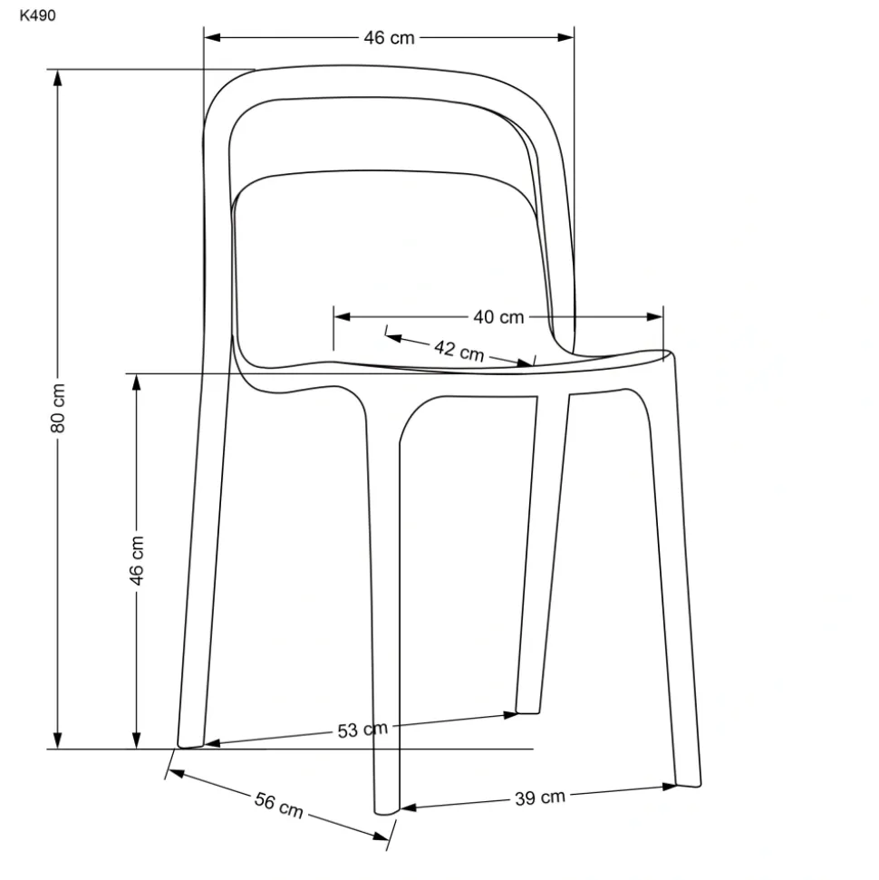 K490 krzesło plastik miętowy(1p=4szt)1 sztuka
