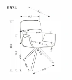 K574 krzesło popielaty (1p=2szt)1 sztuka