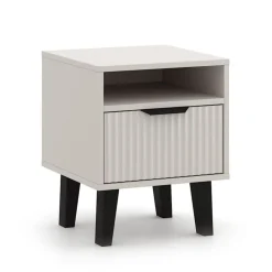 Kaszmirowa szafka nocna 1S, ryflowany front BORG DUO