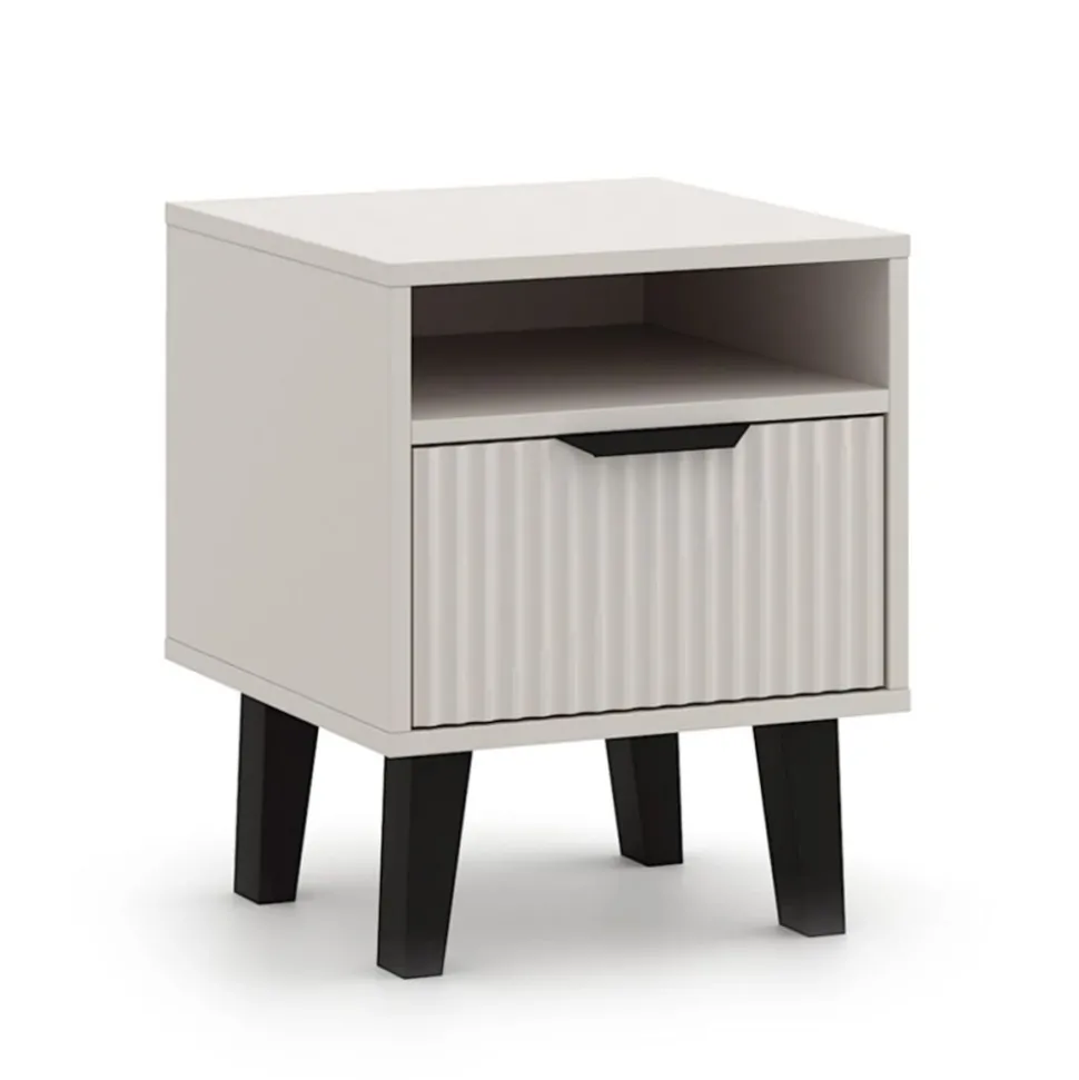 Kaszmirowa szafka nocna 1S, ryflowany front BORG DUO