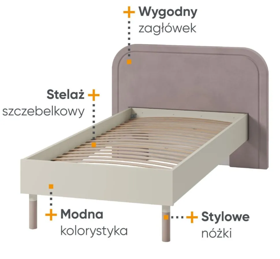 Łóżko drewniane 90 ze stelażem Lenart Harmony HR-08