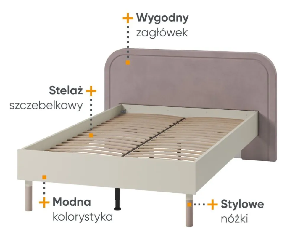 Łóżko drewniane 120 ze stelażem Lenart Harmony HR-09