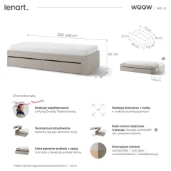 Łóżko młodzieżowe 90x205-248 cm Lenart Woow WO-12 dla nastolatka kolor clay grey