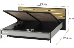 Łóżko 180x200 z pojemnikiem i oświetleniem Lenart Gris GS-02