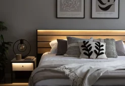 Łóżko 180x200 z pojemnikiem i oświetleniem Lenart Gris GS-02