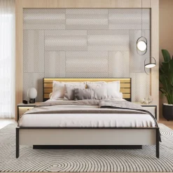 Łóżko 180x200 z pojemnikiem i oświetleniem Lenart Gris GS-02