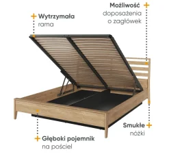 Łóżko 160x200 z pojemnikiem na pościel Lenart Cozy CZ-02(160) dąb olejowany