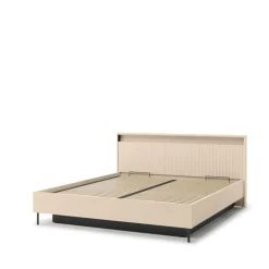 Łóżko z lamelami i oświetleniem do sypialni 180x200 Lenart TREND TS-03(180) Beż piaskowy + czarny