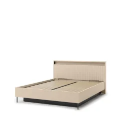Łóżko z oświetleniem i pojemnikiem do sypialni 160x200 Lenart TREND TS-03(160) Beż piaskowy + czarny