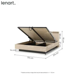 Łóżko z oświetleniem i pojemnikiem do sypialni 160x200 Lenart TREND TS-03(160) Beż piaskowy + czarny