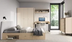 Komoda 95 cm z szufladami i szafką do pokoju Alessio AE9 beż piaskowy
