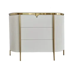 Komoda Bianca glamour 120cm ze złotymi detalami