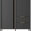 Komoda do salonu antracyt złoto Lars 2d2s
