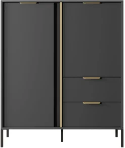 Komoda do salonu antracyt złoto Lars 2d2s