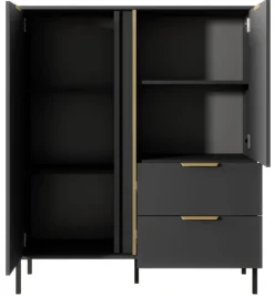 Komoda do salonu antracyt złoto Lars 2d2s