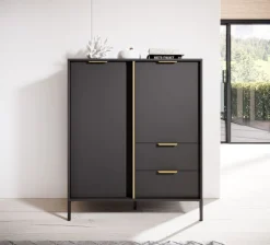 Komoda do salonu antracyt złoto Lars 2d2s