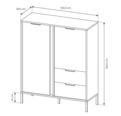 Komoda do salonu antracyt złoto Lars 2d2s
