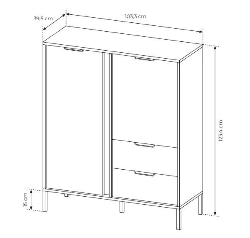 Komoda do salonu antracyt złoto Lars 2d2s