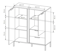 Komoda do salonu antracyt złoto Lars 2d2s