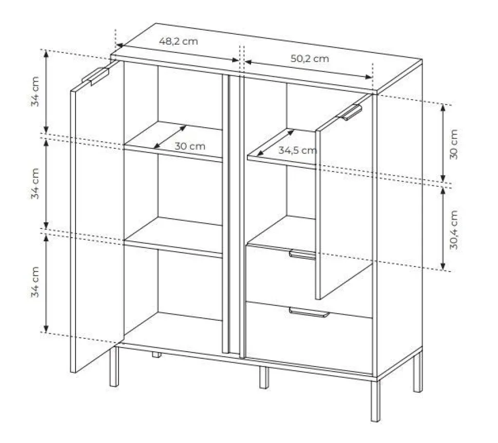 Komoda do salonu antracyt złoto Lars 2d2s