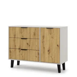 Komoda 3D1S kazmir i dąb artisan, ruflowane fronty BORG DUO