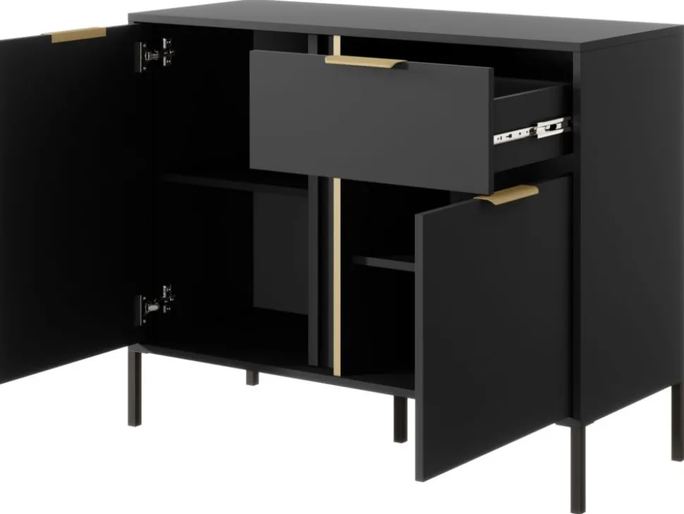 Komoda loft do salonu antracyt złoto Lars 2d1s