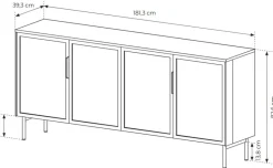 Komoda Lumi 4D – kaszmir / złote detale z oświetleniem LED i przeszklonymi frontami