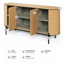 Komoda półokrągła Rotto RT-03 dąb vincenza/eukaliptus