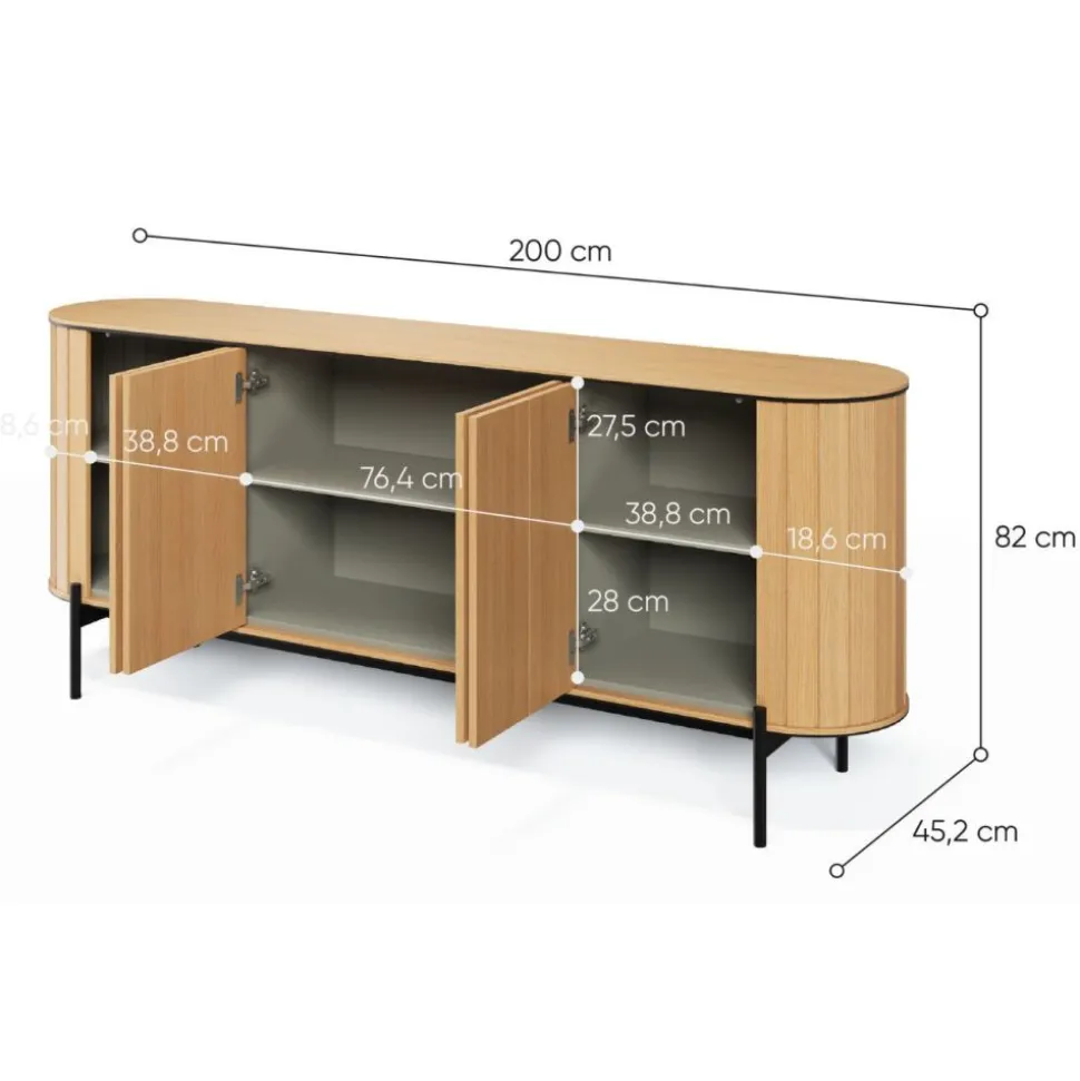 Komoda półokrągła Rotto RT-04 dąb vincenza/eukaliptus