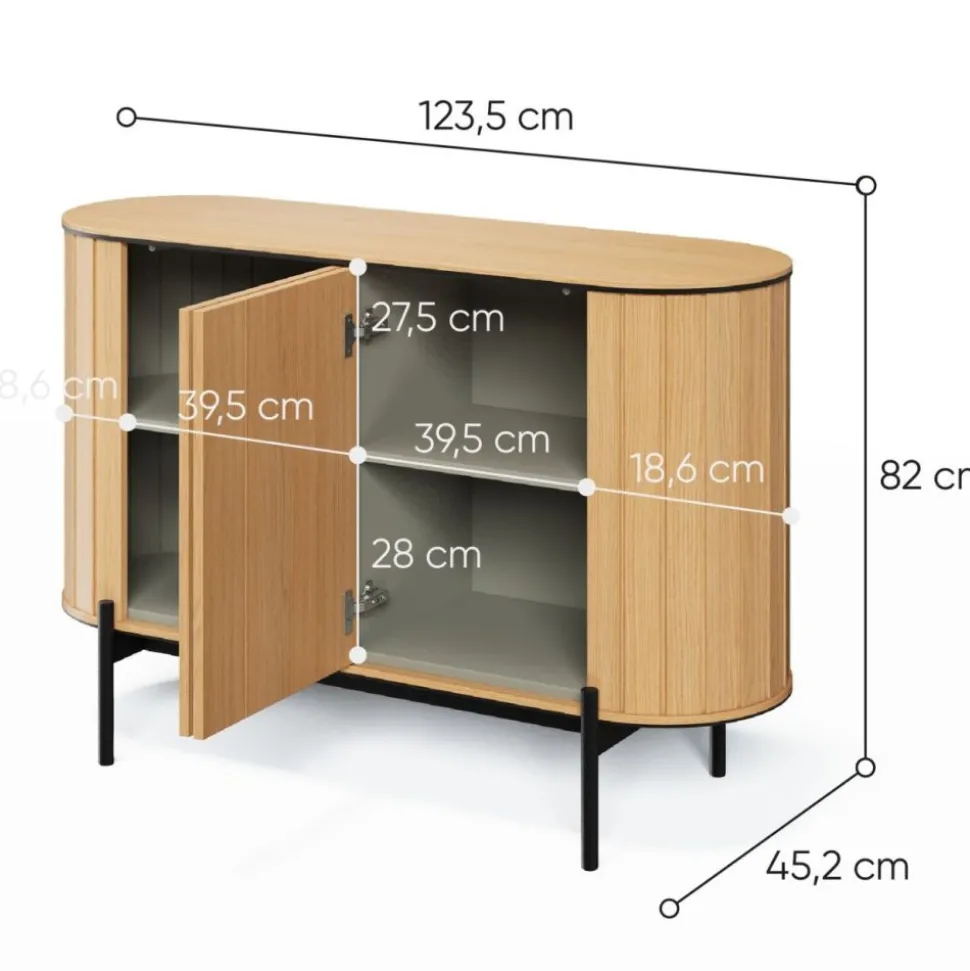 Komoda półokrągła Rotto RT-02 dąb vincenza/eukaliptus