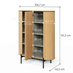 Komoda półokrągła wysoka Rotto RT-01 dąb vincenza/eukaliptus
