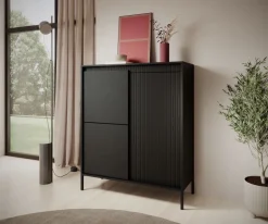 Komoda ryflowana wysoka Senso 3d czarna