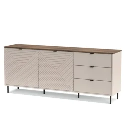 Komoda ryflowana z szufladami EVO 2D3S kaszmir / dąb castello EO-09