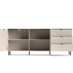 Komoda ryflowana z szufladami EVO 2D3S kaszmir / dąb castello EO-09