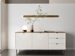 Komoda ryflowana z szufladami EVO 2D3S kaszmir / dąb castello EO-09