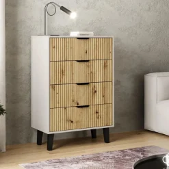 Komoda z czterem szufladami 4S, kaszmir i dąb artisan BORG DUO