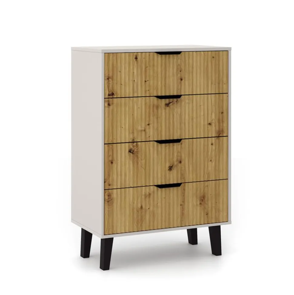 Komoda z czterem szufladami 4S, kaszmir i dąb artisan BORG DUO