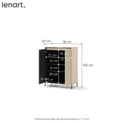 Komoda z lamelami do garderoby z LED Lenart TREND TG-03 Beż piaskowy + czarny