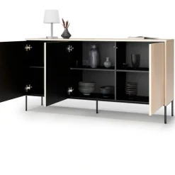Komoda z oświetleniem LED Flow FW-03 dąb vincenza bielona/czarny