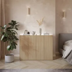 Komoda z półkami podświetlana LED dąb scandi Lenart Easy EA-02 4D