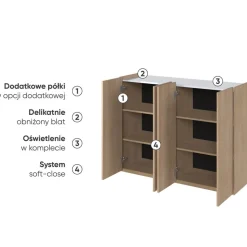 Komoda z półkami podświetlana LED dąb scandi Lenart Easy EA-02 4D