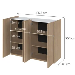 Komoda z półkami podświetlana LED dąb scandi Lenart Easy EA-02 4D