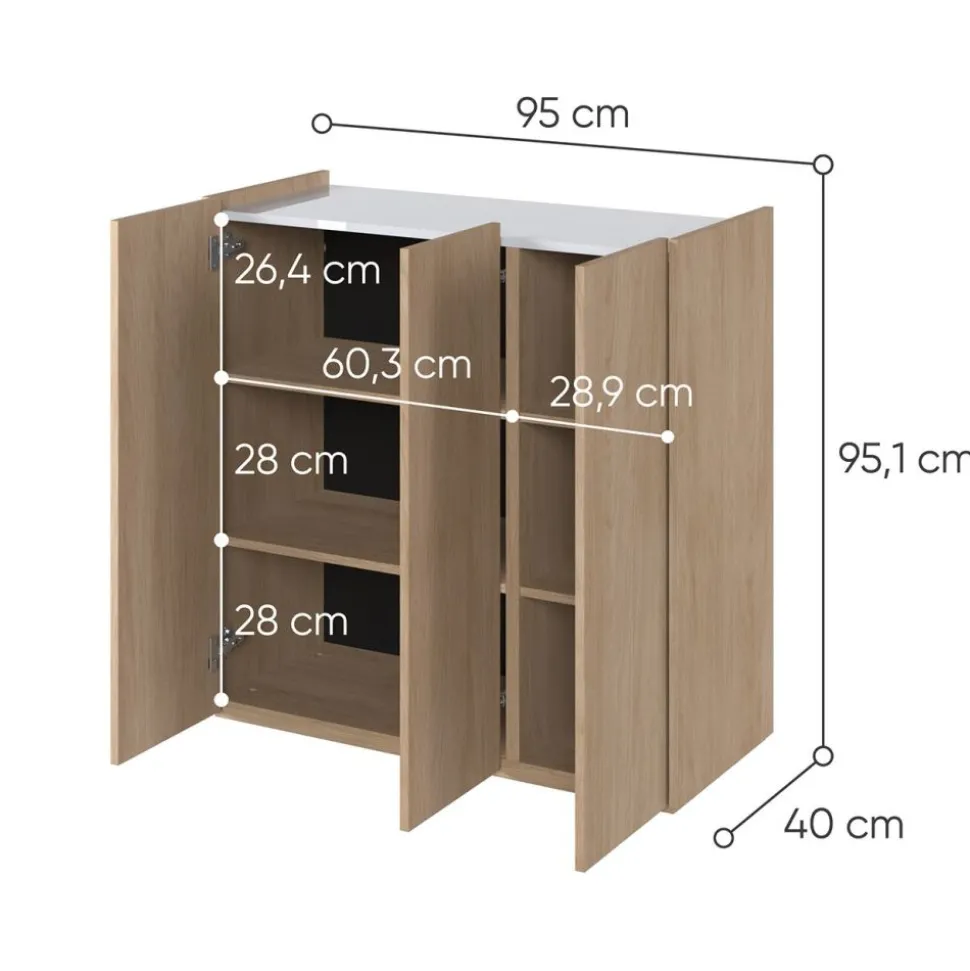 Komoda z podświetleniem LED i półkami Lenart Easy EA-03 3D