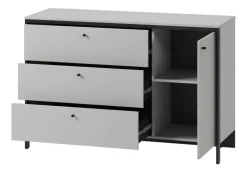 Komoda z szufladami i półkami szara Lenart Gris GS-04