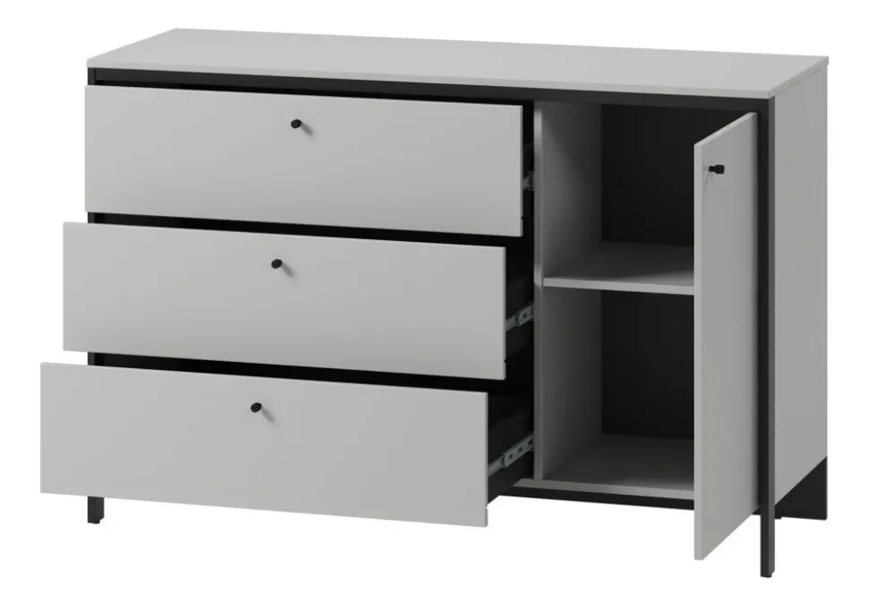 Komoda z szufladami i półkami szara Lenart Gris GS-04