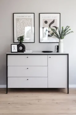Komoda z szufladami i półkami szara Lenart Gris GS-04