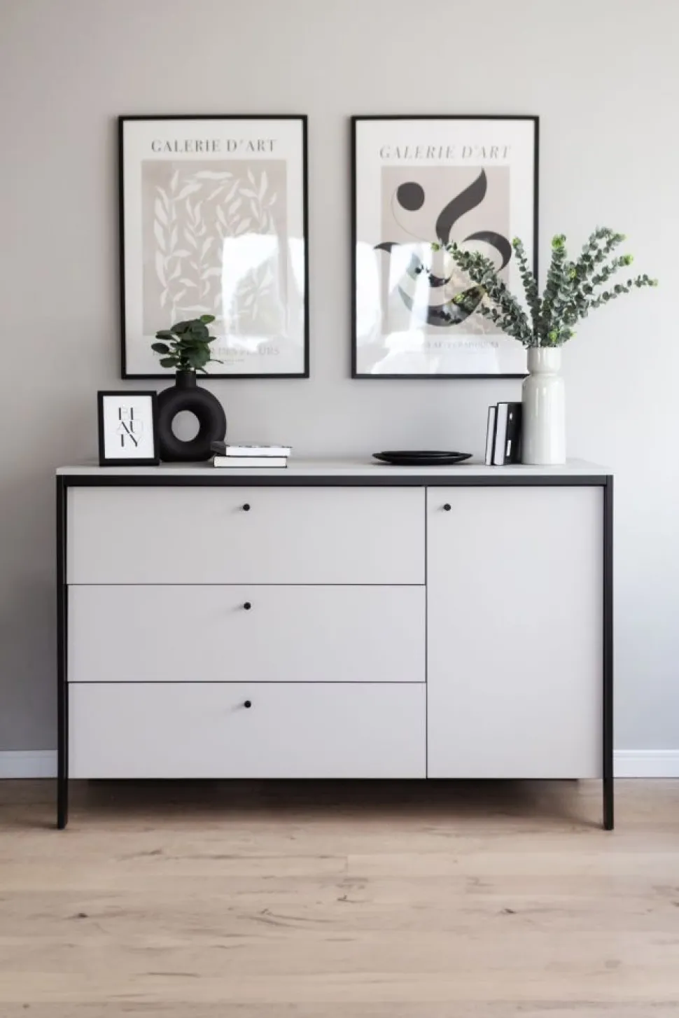 Komoda z szufladami i półkami szara Lenart Gris GS-04