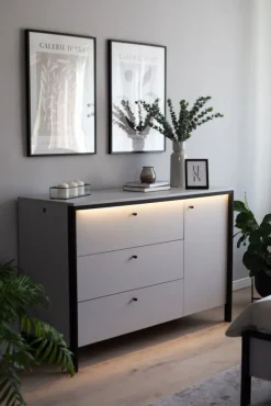Komoda z szufladami i półkami szara Lenart Gris GS-04