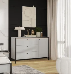Komoda z szufladami i półkami szara Lenart Gris GS-04